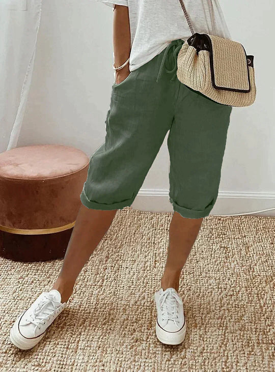 Damen-Leinenhose mit Weitem Bein
