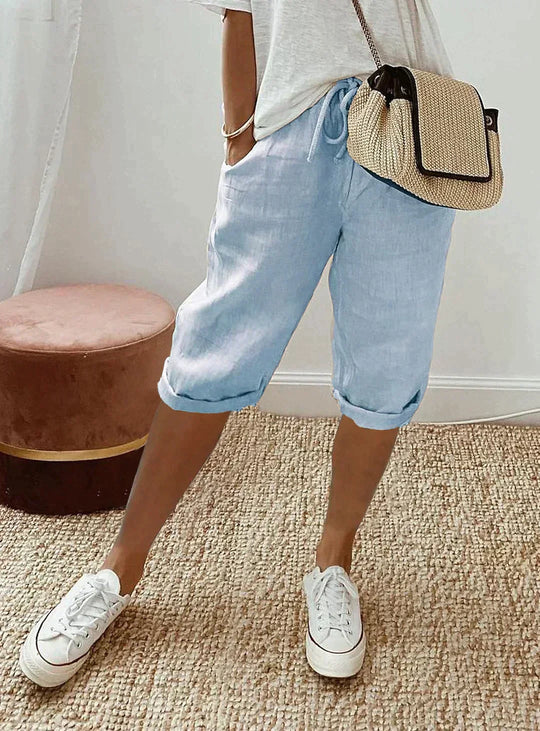 Damen-Leinenhose mit Weitem Bein