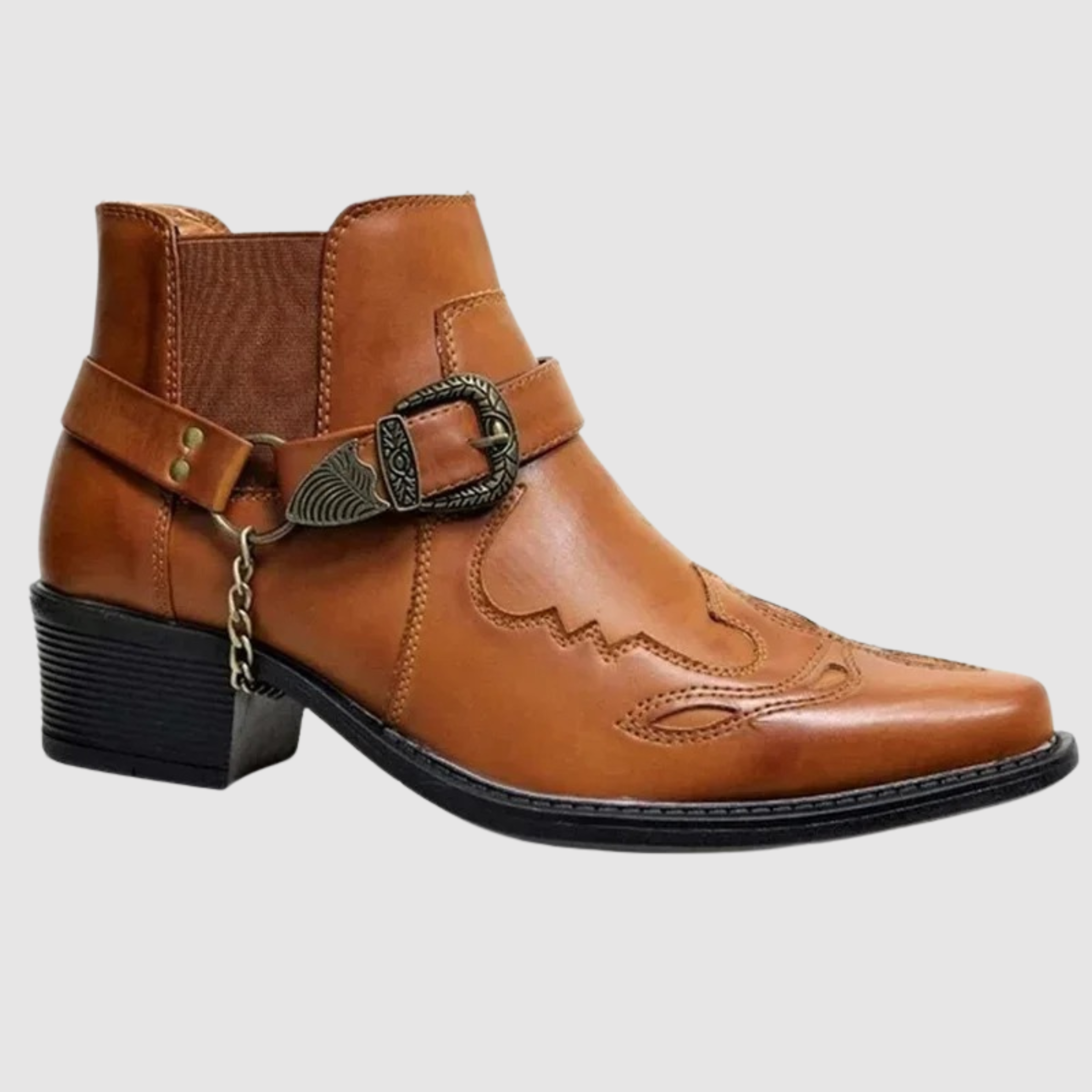 Cowboystiefel aus Leder mit hoher Kettenschnalle