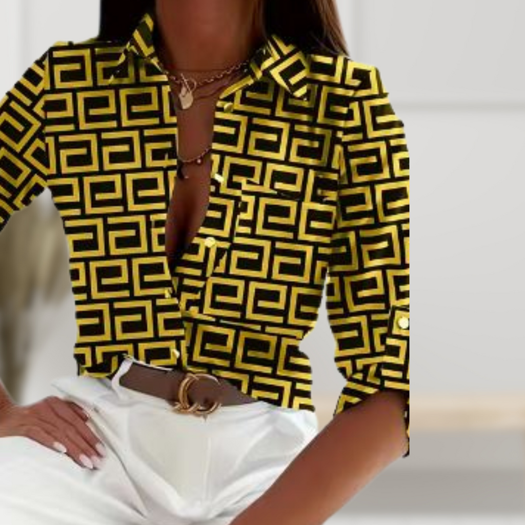 Elegantes Top Mit Griechischem Druck