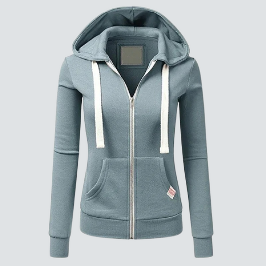 Sweatshirt aus Wolle mit Kordelzug und Reißverschluss