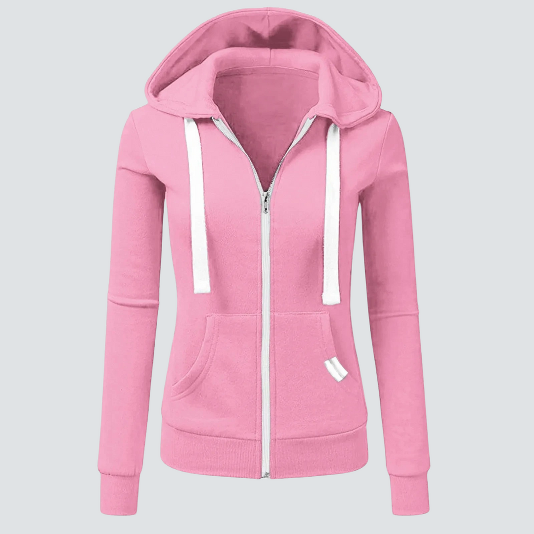 Sweatshirt aus Wolle mit Kordelzug und Reißverschluss