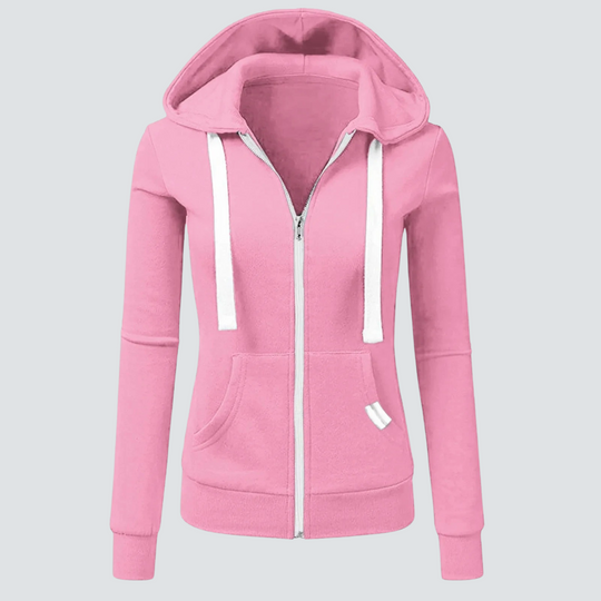 Sweatshirt aus Wolle mit Kordelzug und Reißverschluss