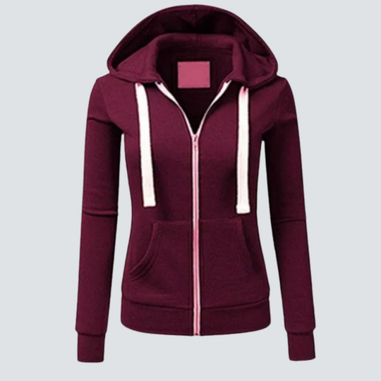 Sweatshirt aus Wolle mit Kordelzug und Reißverschluss