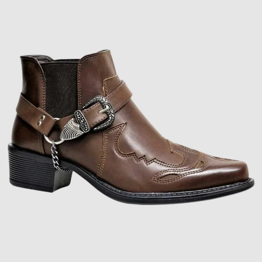 Cowboystiefel aus Leder mit hoher Kettenschnalle