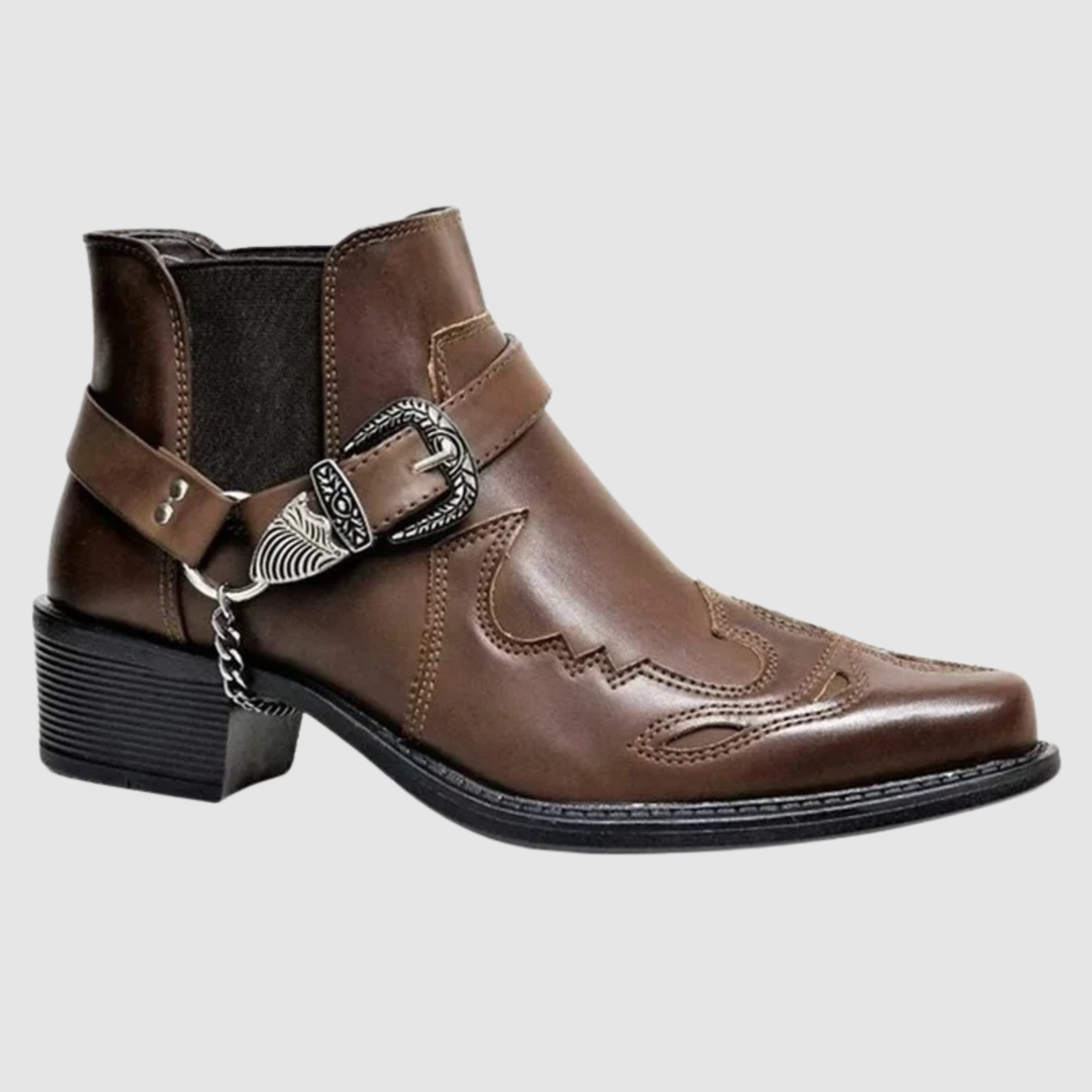 Cowboystiefel aus Leder mit hoher Kettenschnalle