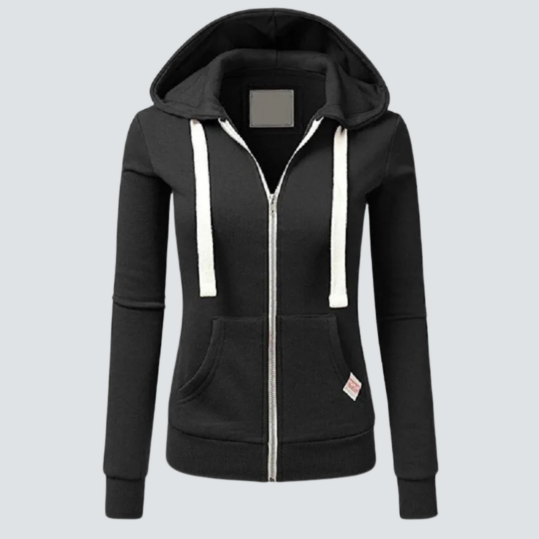 Sweatshirt aus Wolle mit Kordelzug und Reißverschluss