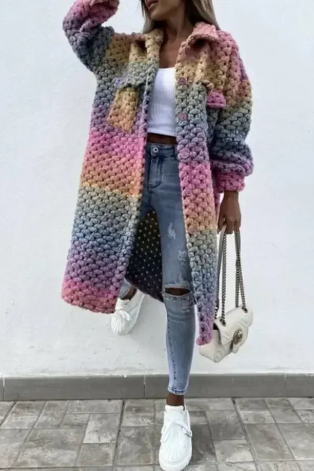 Shopnory | lange gestrickte Jacke - übergroße warme Außenlage für lässigen täglichen Stil