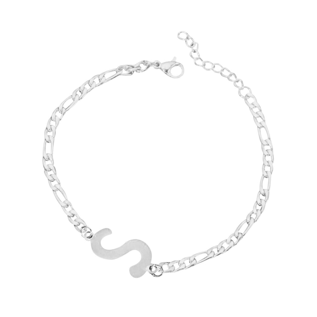 Damen Mädchen Silber Edelstahl Titan Einzelbuchstaben Initialen Armbänder | Shop Nory