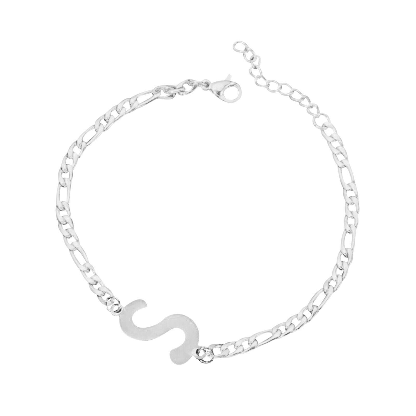 Damen Mädchen Silber Edelstahl Titan Einzelbuchstaben Initialen Armbänder | Shop Nory