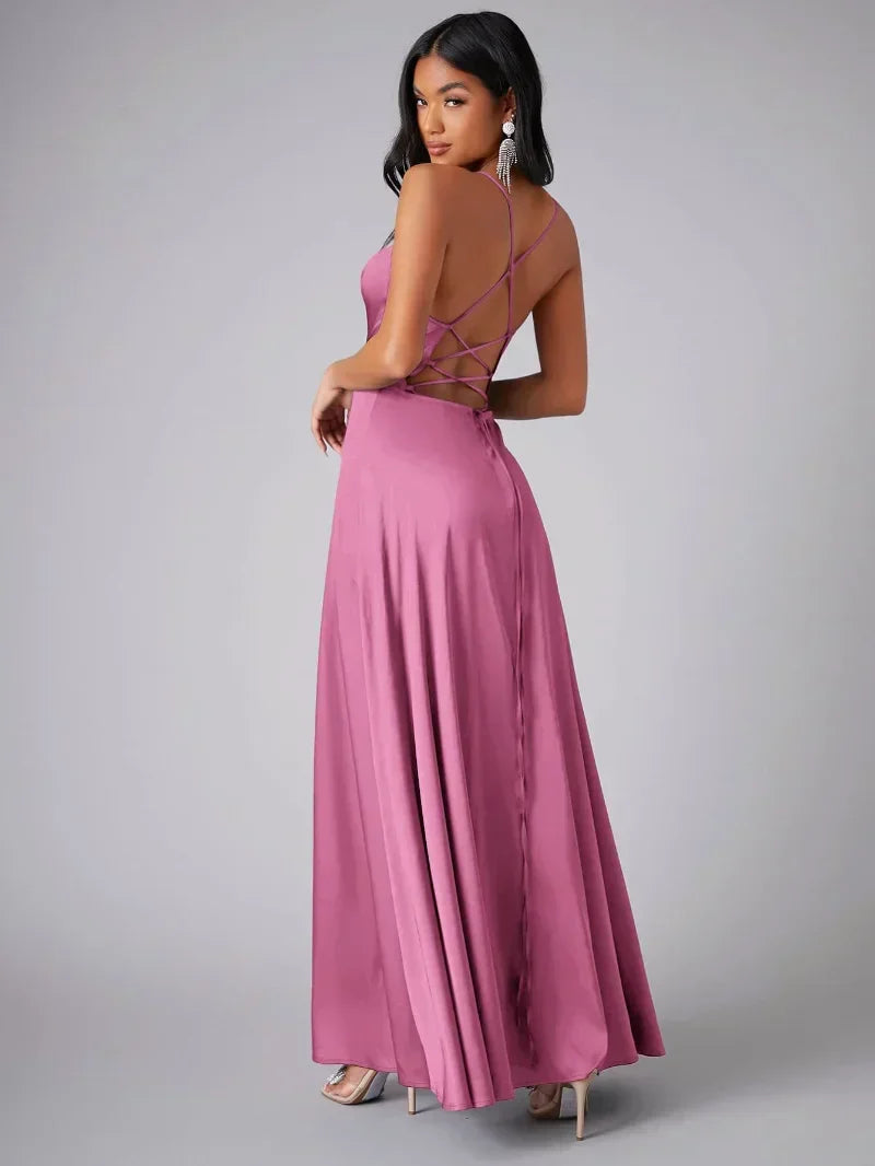 Seiden-Maxikleid mit Geflochtenem Rücken Kleid Dich für Formelle Anlässe Lucette