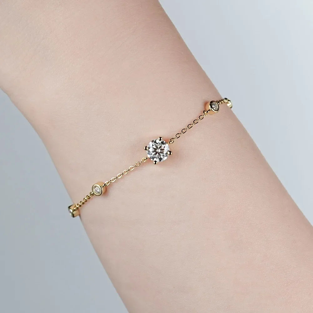 Luminous Eleganz: 1CT Moissanite-Armband aus Sterlingsilber | Shop Nory