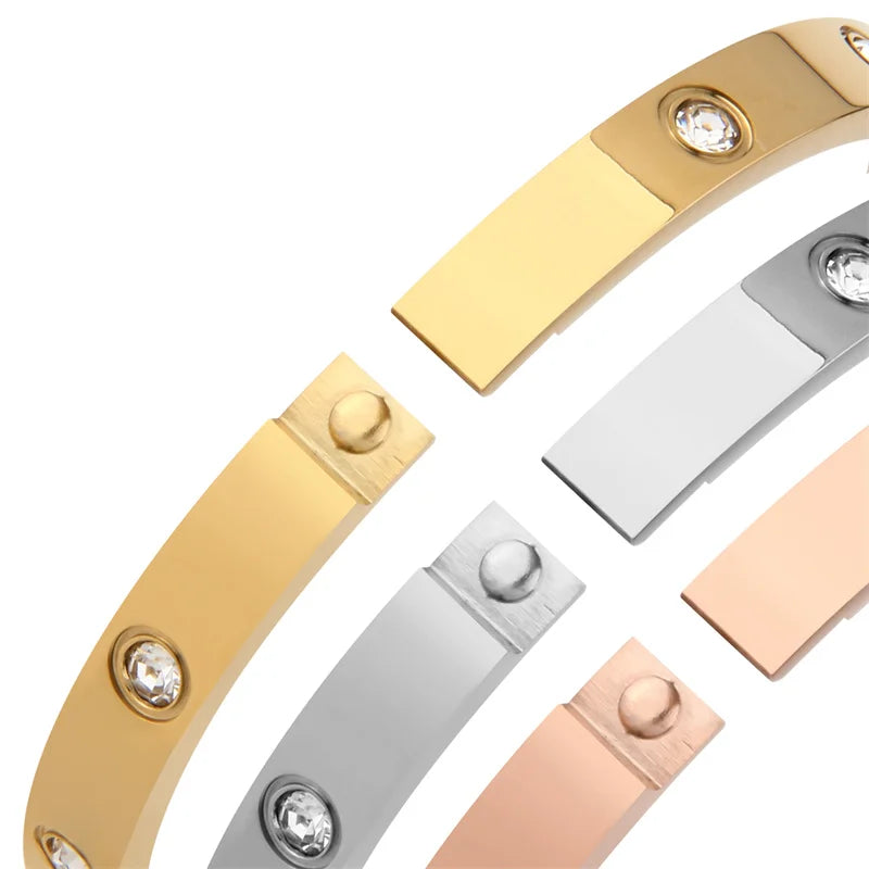 Edelstahl Rhinestonto Bangle-Armband für Frauen Shop Nory