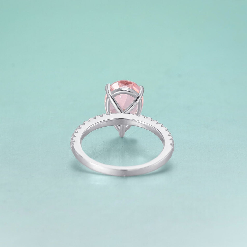 Pfirsich-Morganit-Ring aus Sterlingsilber im Birnenschliff | Shop Nory