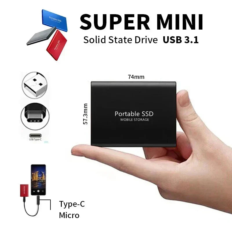 Avelena | Externe SSD 128GB | USB 3.1 & M.2 Type-C | Hochleistungs-Speicher