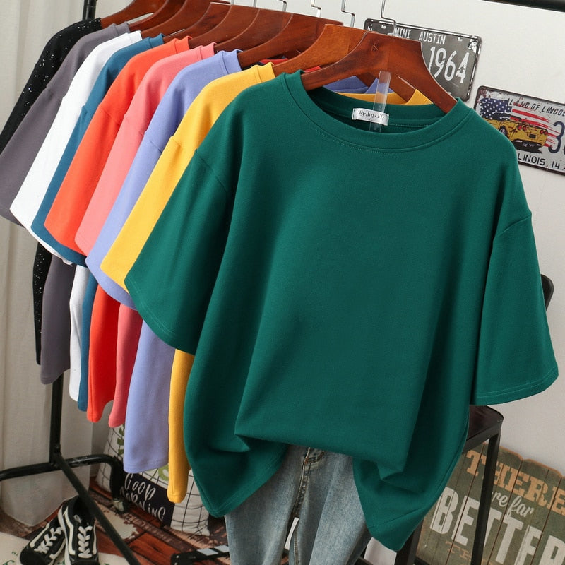 ShopNory | Oversized Baumwoll-Basic-T-Shirt für Damen