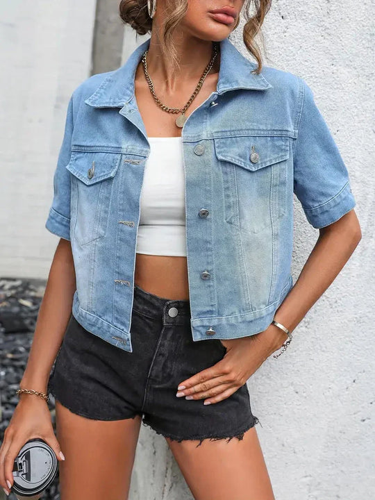 Jacke Kurzarm Denimjacke