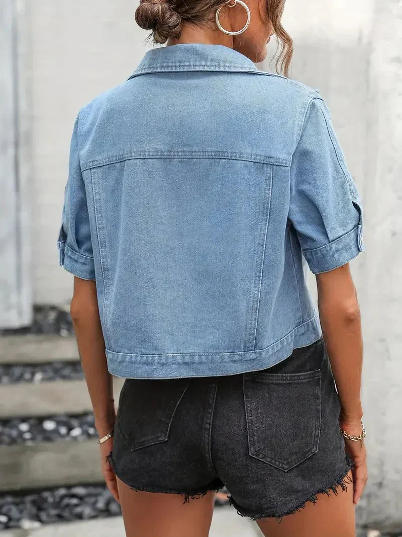 Jacke Kurzarm Denimjacke