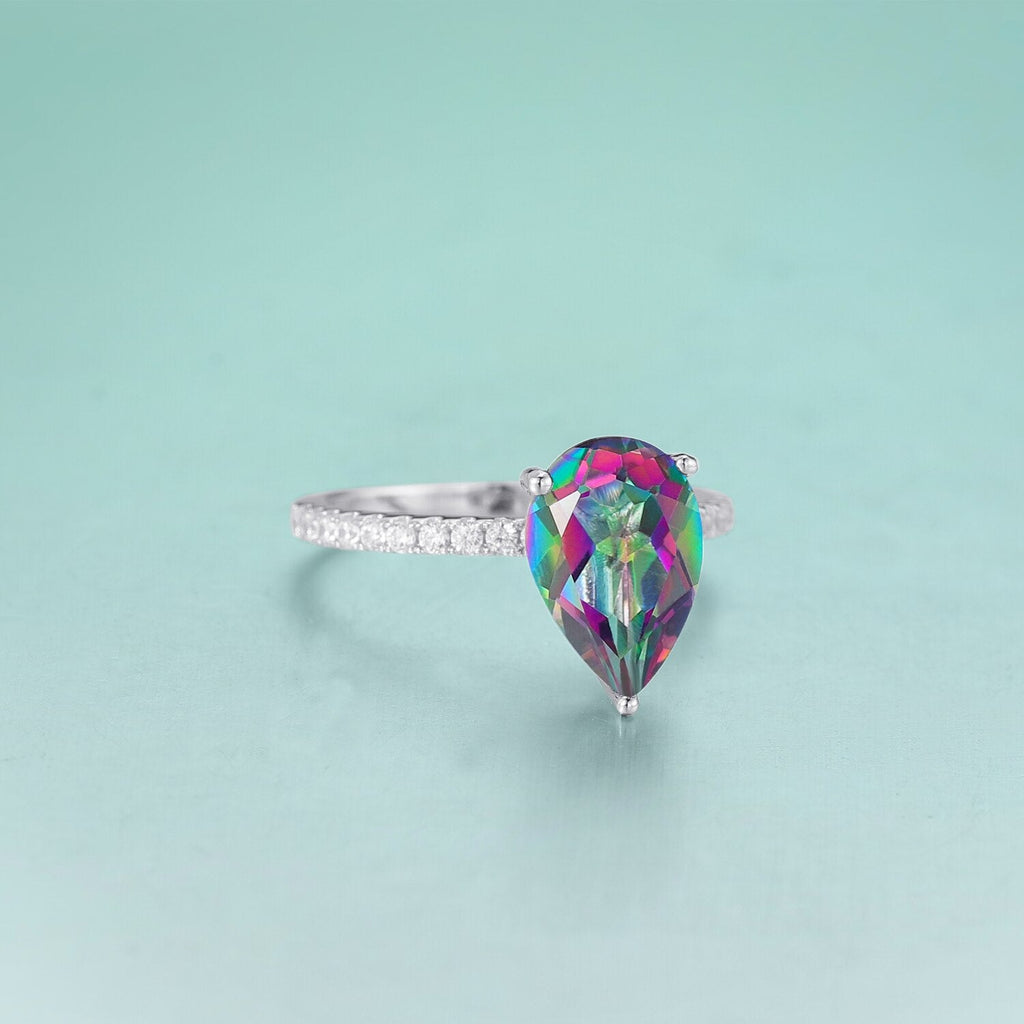 Regenbogenquarzring mit einem natürlichen Regenbogenquarzstein | Shop Nory