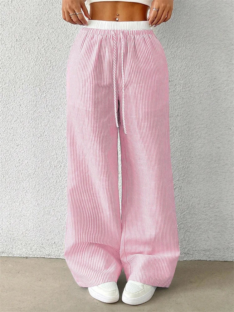 Gestreifte Hose mit Weitem Bein