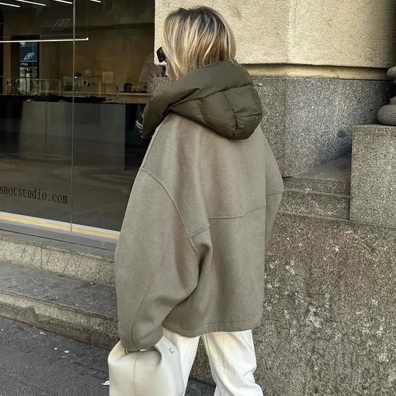 Damen Wolljacke mit Kapuze