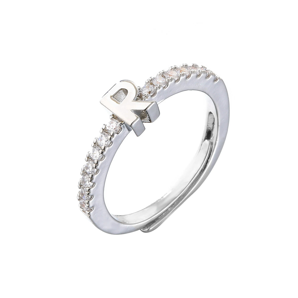 Klassischer Zirkon Initialbuchstabenring | Shop Nory