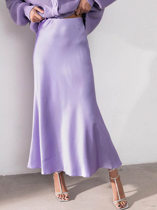 Satin-Midi-Rock mit Fließendem Design für Damen