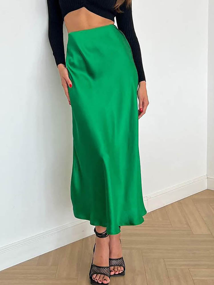 Satin-Midi-Rock mit Fließendem Design für Damen