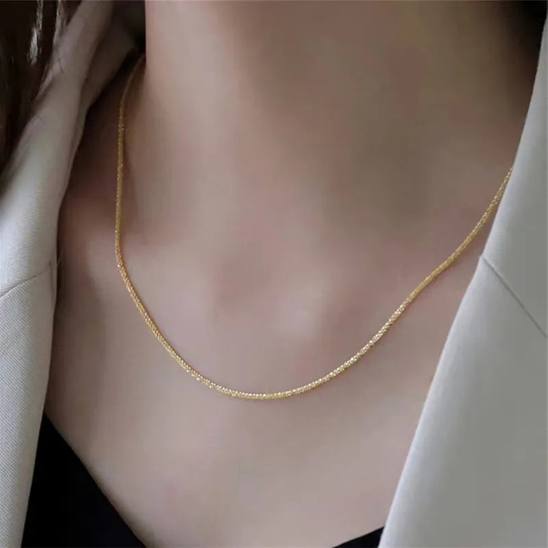 Glänzende Silber Schlüsselbein Kette Choker Halskette | Shop Nory