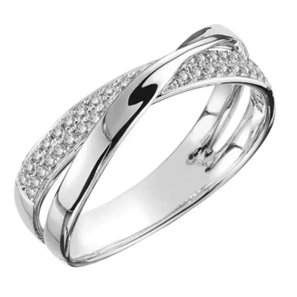 Elegante Zweitönige X-Form Zirkonring für Frauen | Shop Nory