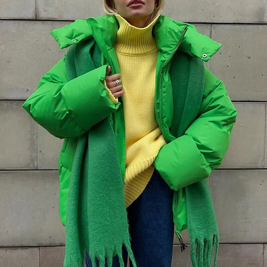Oversized Puff-Hoodie-Jacke