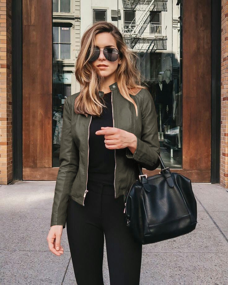 Damen Slim Fit Lederjacke