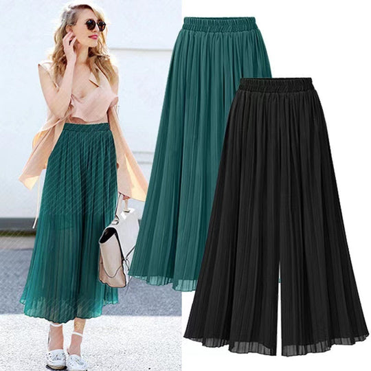 Damenhose mit weitem Bein und Mesh-Detail