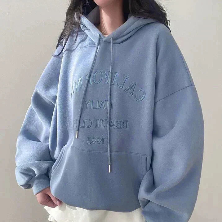 Oversized Damen Hoodie Mit Stickerei