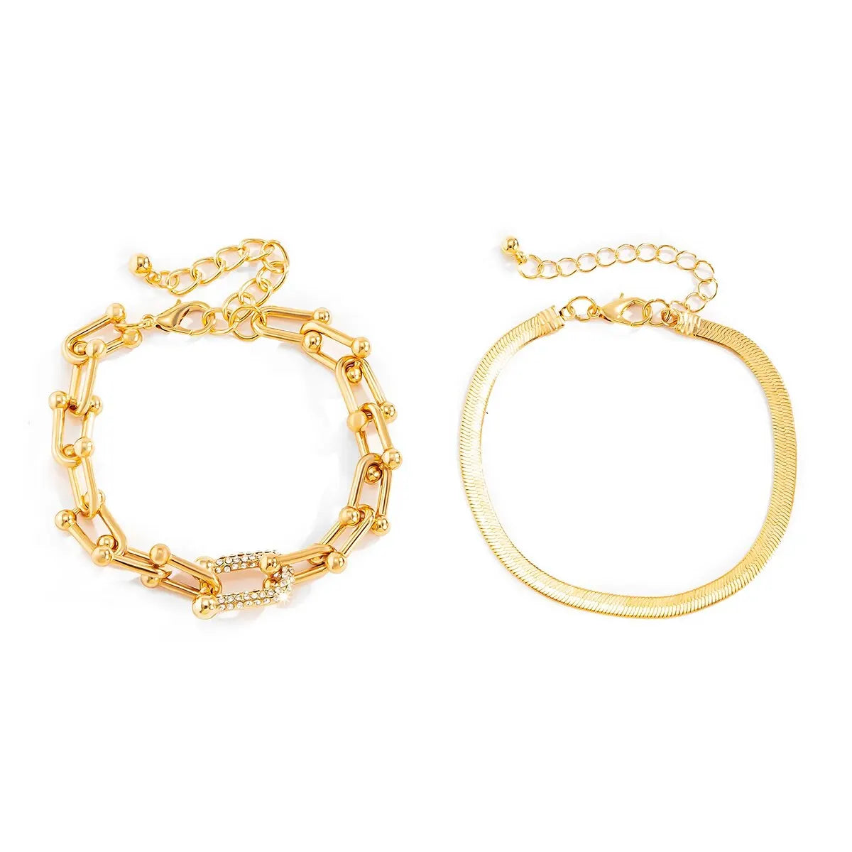 Damen GoldCopper Kette Interlock Link Kristall 2Pc Armbänder | Shop Nory