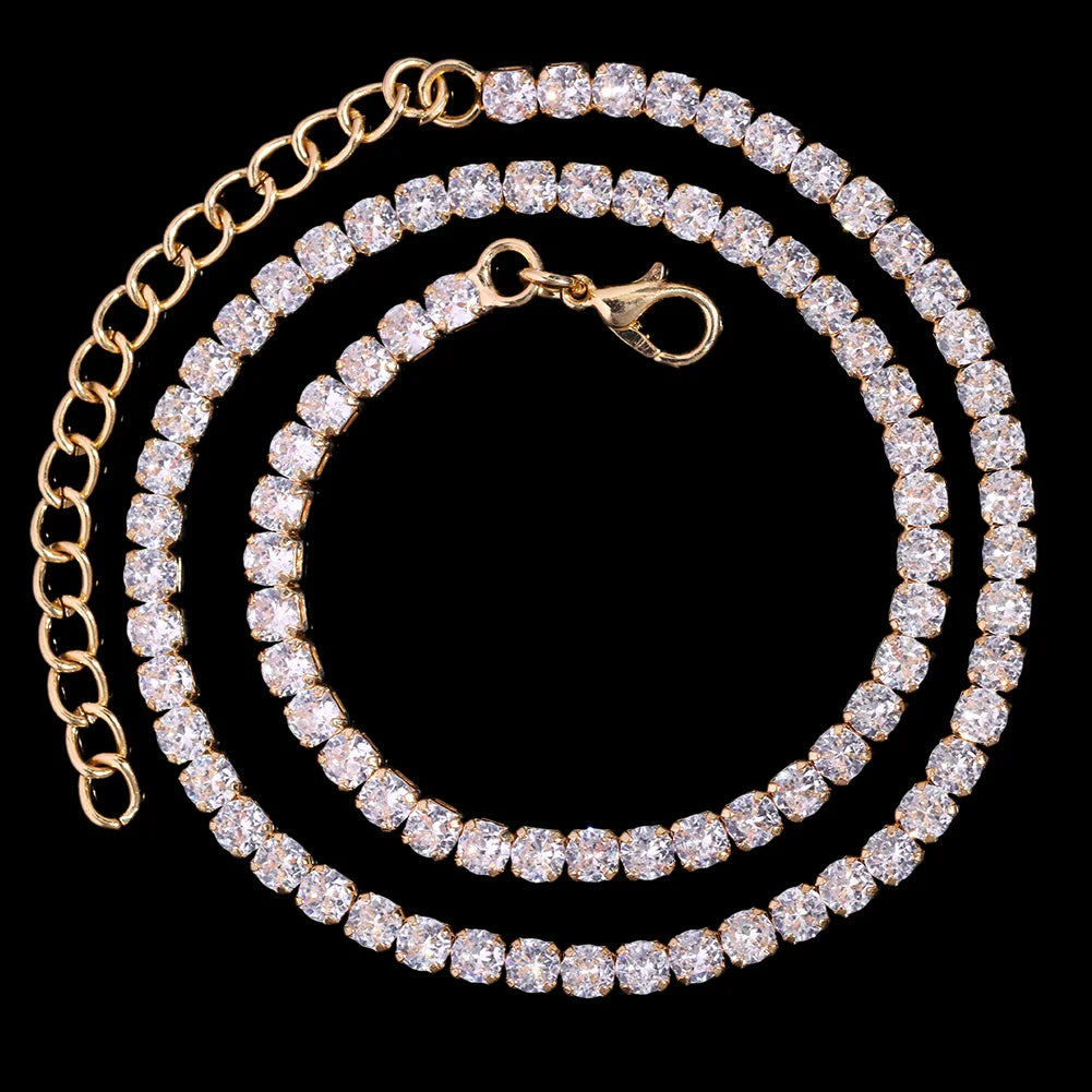 Gold Cuban Link Kette – 2-reihige Strass-Prong-Halskette für Männer & Frauen Shop Nory