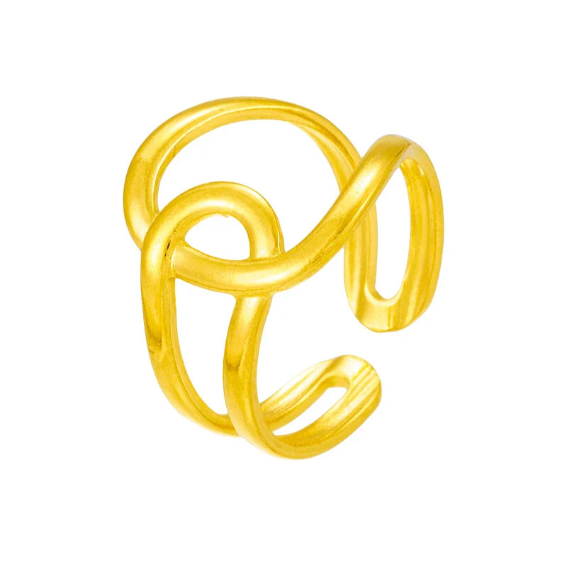 Edelstahl Geometrische Twist Offene Ring für Frauen | Shop Nory