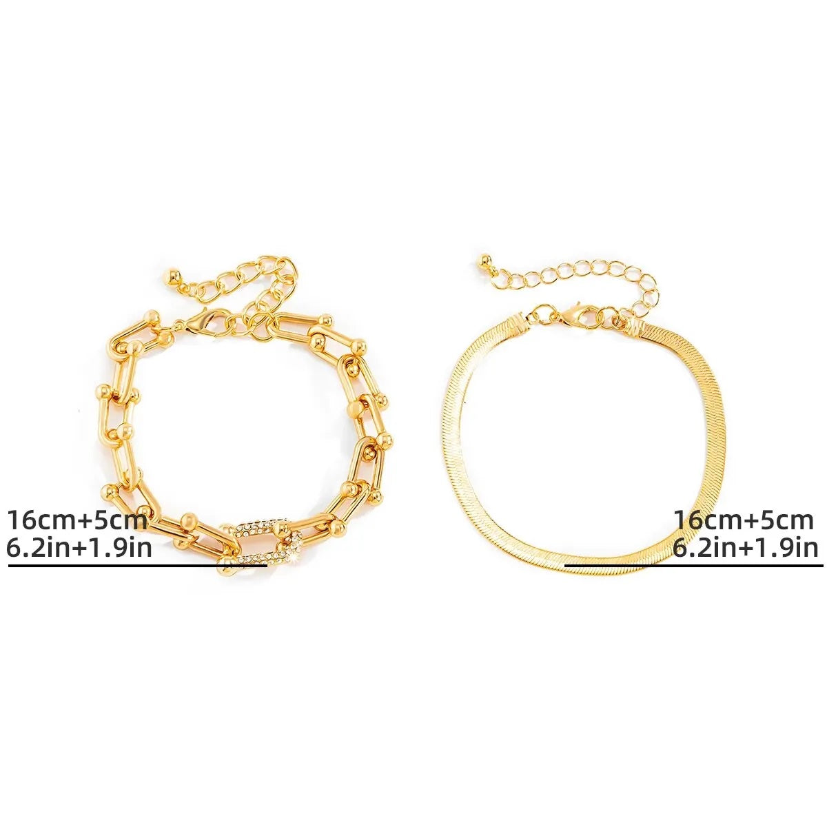 Damen GoldCopper Kette Interlock Link Kristall 2Pc Armbänder | Shop Nory