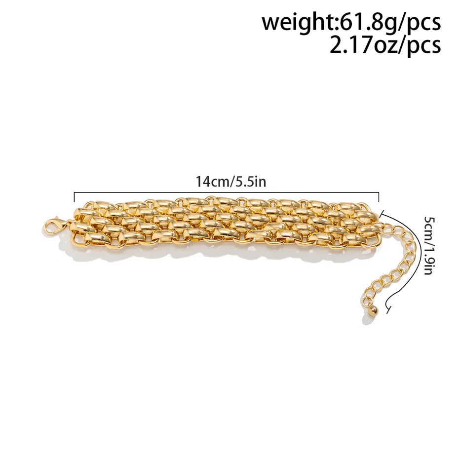 Damen Gold Chunky Dick Oval Interlink Gewebe Kettenarmbänder | Shop Nory