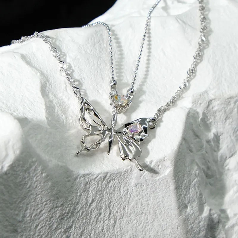 Kristall Schmetterlings Anhänger Halskette | Shop Nory