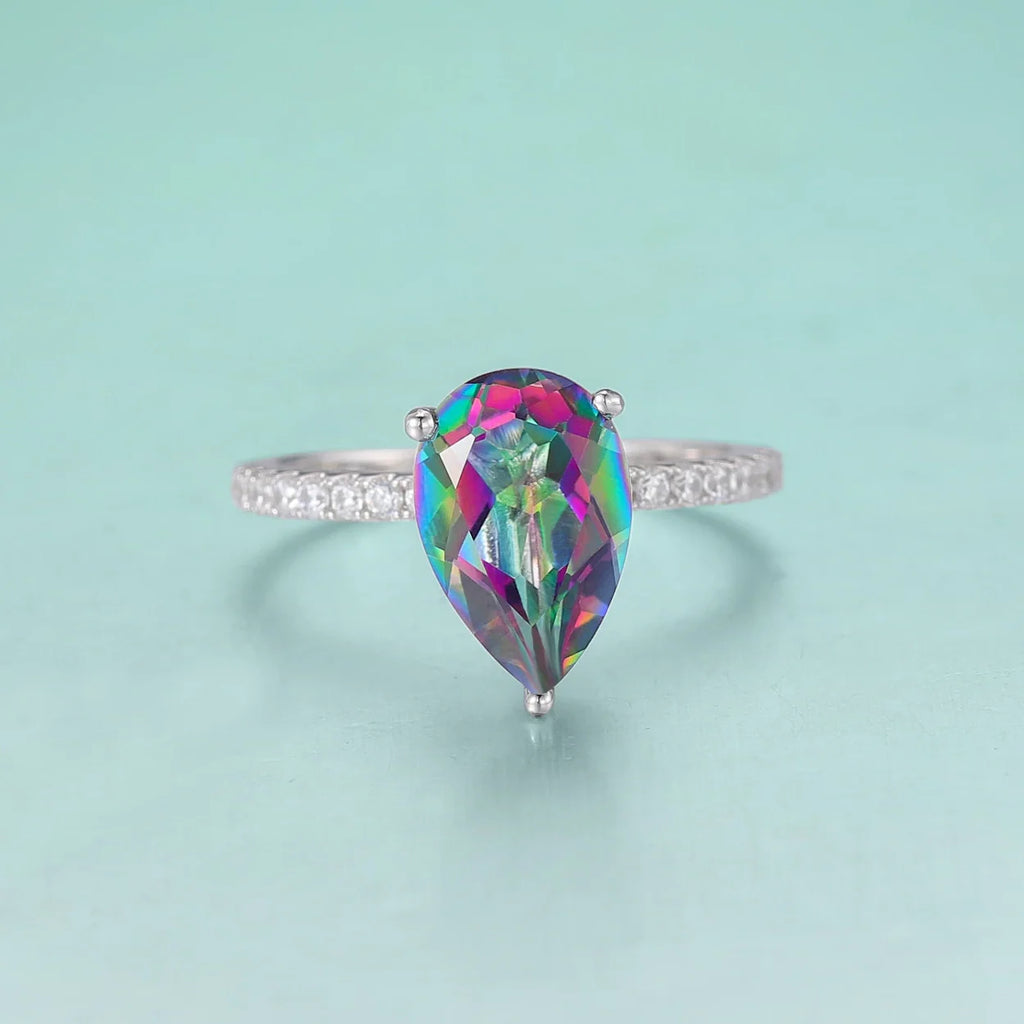 Regenbogenquarzring mit einem natürlichen Regenbogenquarzstein | Shop Nory