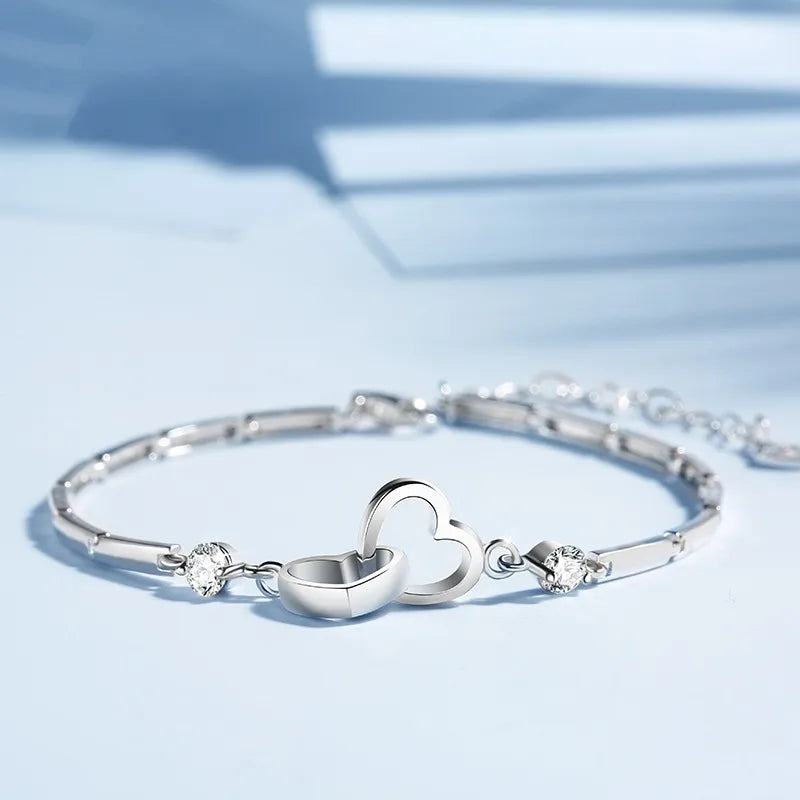 925 Sterling Silver Herz Charm Armreifen | Shop Nory