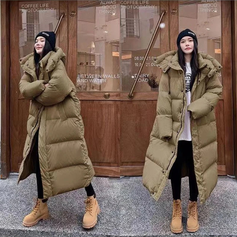 ShopNory | Lange Pufferjacke mit Kapuze für Damen - Winter