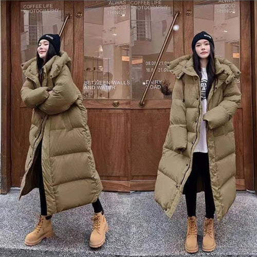 ShopNory | Lange Pufferjacke mit Kapuze für Damen - Winter