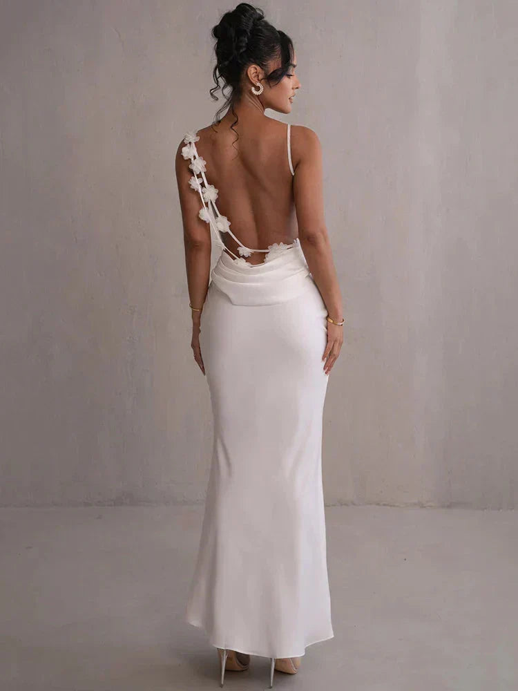Satin Kleid mit Blumen