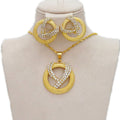 Gold Runde Cutout Offene Herz Kristall Ohrringe & Anhänger Twist Kette Set | Shop Nory