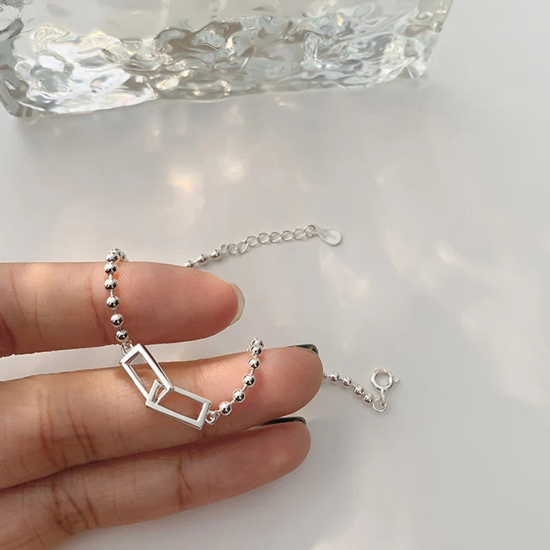 Silber geometrische quadratische Perlenarmband für Damen | Shop Nory
