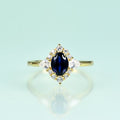 Goldener Tansanit-Ring mit klarem CZ, blauer Tansanit-Ring aus Sterlingsilber | Shop Nory