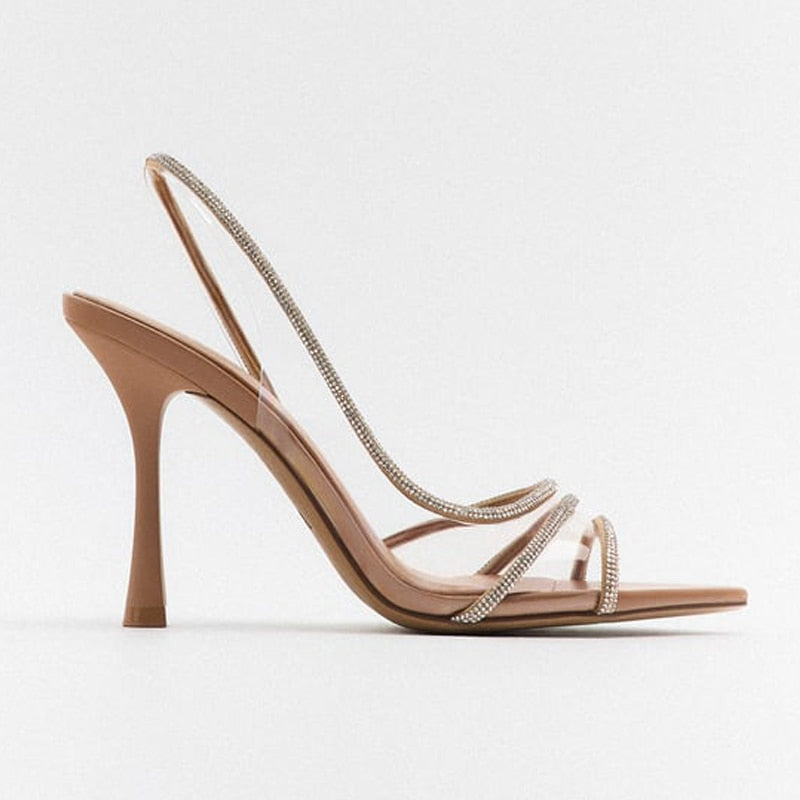 Elegante High-Heeled Sandalen - Stiletto Slingback Peep Toe Schuhe