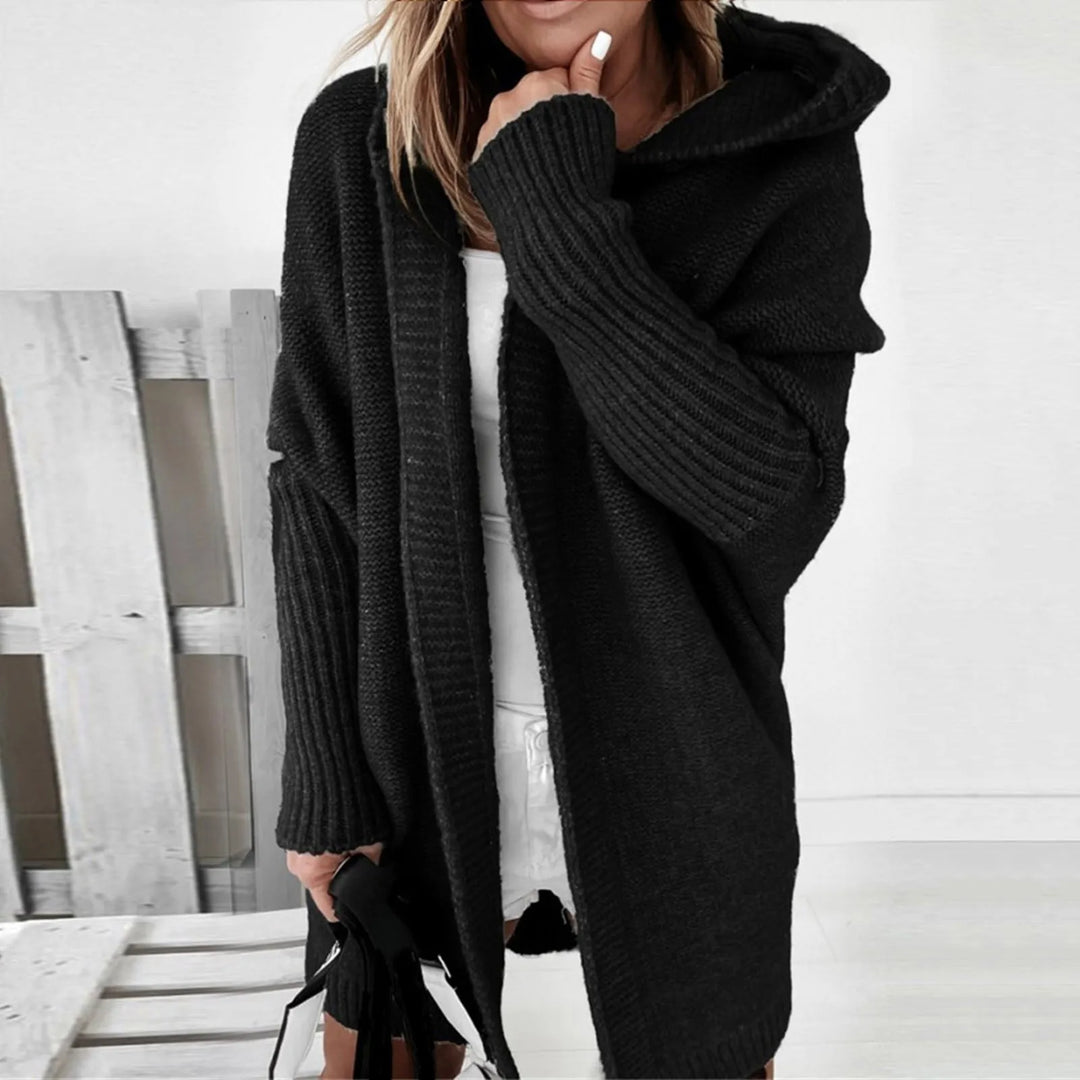 Oversized Strickmantel mit Kapuze - Cozyfit